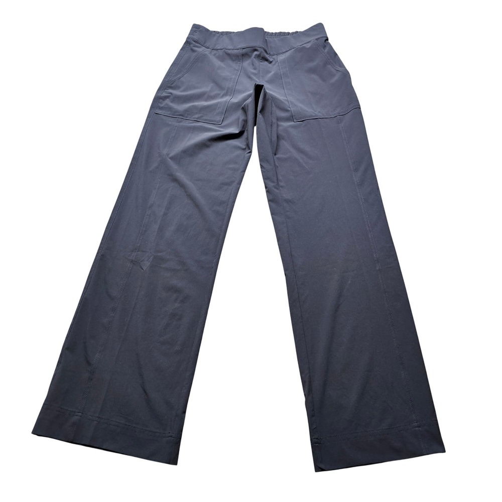 Athleta Wide Leg Travel Pants Womens 4 Navy Blue Active Commute Stretch Trouser